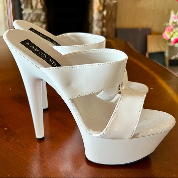 Karo’s Shoes Shoes - Karo’s Shoes white platform mules 8 NWOB